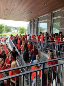 WTA members walk in together on first day